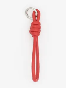 Red braided PU leather keychain wrist strap with high-quality silver metal ring