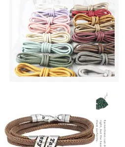 Multi-color DIY stitched round leather cords with matte vintage texture for jewelry making
