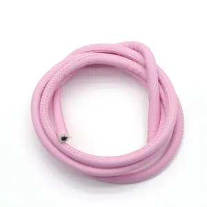 Minimalist pink cross-grain PU leather stitched cord for DIY keychains and bag accessories