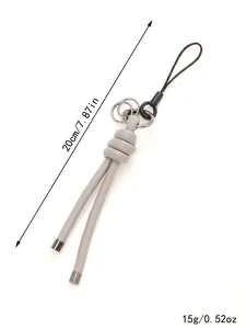 Close-up of DIY leather cord charm with 20cm length and 15g weight measurements.