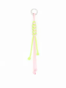 Handgewebter Schlüsselanhänger mit pinkfarbenem und neongrünem Paracord-Geflecht