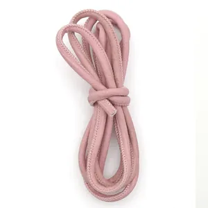 Matte pink DIY stitched round leather cord with retro frosted texture for jewelry making