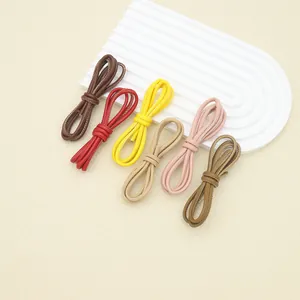 Detailed view of multi-color imitation sheepskin stitched cords for DIY jewelry crafts