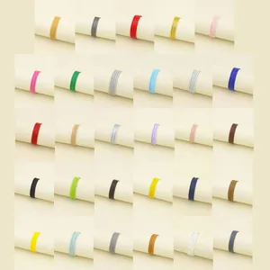 Detailed view of various colors of imitation sheepskin stitched cords for DIY jewelry making.
