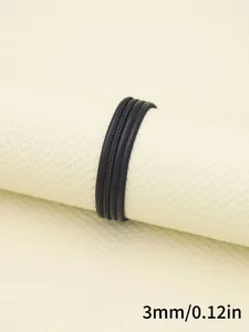 Detail view of 3mm black faux sheepskin stitched cord for DIY jewelry craft projects