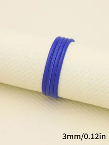 Close-up of 3mm blue faux sheepskin stitched cord for DIY jewelry accessories.