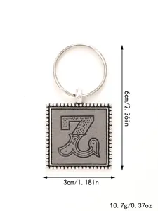 Detailed dimension and weight diagram for embossed initial Z leather keychain