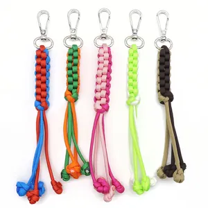 Handmade Woven Paracord Keychain Color Contrast Corn Knot Bag Charm Outdoor DIY Rope Key Ring For Women Bag Accessory