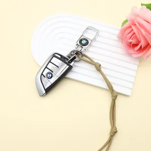 Handmade woven polyester rope keychain with metal clasp and BMW car key accessory