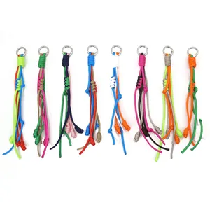Bohemian Handgewebter Schlüsselanhänger Polyester Seil Quaste Tasche Charm Mit Metallring Ethno Stil Schlüsselring Damen Geschenk