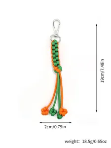 Handmade woven paracord keychain detail with dimensions 19cm and weight 18.5g info