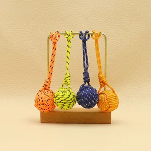 Handmade Monkey Fist Knot Keychain Polyester Braided Bag Charm DIY Craft Hanging Ornament For Keys Bags Car Pendants Accessory