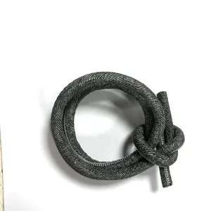 Detailed macro view of a grey cross-stitched PU leather cord, perfect for DIY accessories.