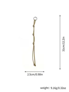 Dimension and weight details for this handmade woven polyester rope keychain bag pendant