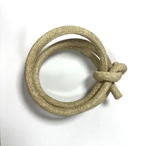 Round tan PU leather cord with white cross-stitching for DIY luggage and belt accessories