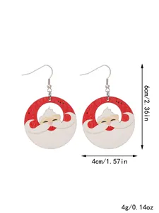 Cartoon Weihnachtsmann Holzohrringe mit 6 cm Höhe und 4 g Gewichtsspezifikationen
