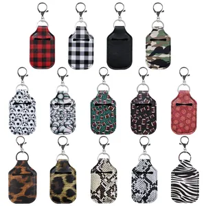 Portable Leather Hand Sanitizer Holder Keychain Alloy Clip Sport Football Basketball Pattern Travel Bag Charm Accessory