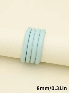 Detalle de cordón de cuero PU azul claro de 8 mm con textura de costura fina cosida