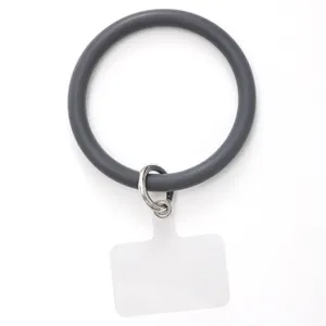 Portachiavi ad anello in silicone grigio con linguetta per accessori telefono DIY.