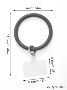 Dimensioni dettagliate del cinturino da polso in silicone grigio per telefono con patch