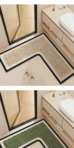 L-shaped absorbent soft diatom mud non-slip bathroom mat for vanity and shower area