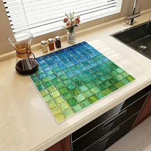 Absorbent Leather Kitchen Countertop Mat Dish Drying Pad For Bathroom Sink Countertop Protection Mosaic Pattern Placemat