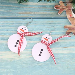 Weihnachten Kunstleder Ohrhänger Schneemann Weihnachtsbaum Weihnachtsmann Karo Muster Festliche Strass Ohrringe Damen Geschenk