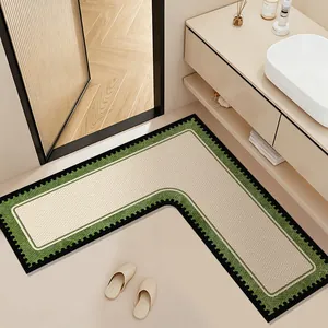 L-shaped non-slip diatom mud bathroom mat with absorbent quick-dry texture