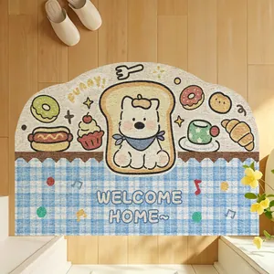 Zerbino semicircolare carino con scritta 'Welcome Home' e illustrazioni di cibo
