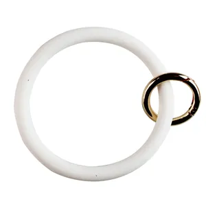Braccialetto portachiavi in silicone bianco con chiusura dorata per accessori fai-da-te