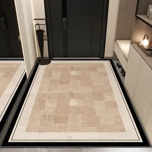 Modern loop pile entrance door mat with geometric wood grain pattern for hallway decor