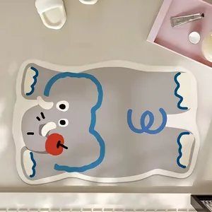 Tappetino da Bagno Assorbente in Fango di Diatomee con Animali dei Cartoni Animati Tappeto da Pavimento Antiscivolo Ispessito per Ingresso Bagno Cucina