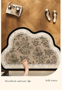 Vintage floral diatom mud bath mat with absorbent and non-slip features