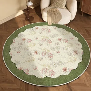 Elegant vintage style round loop pile floral rug for living room and bedroom decor