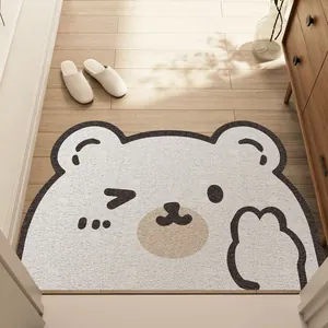 Paillasson d'Entrée Animaux Dessin Animé en PVC Antidérapant Mignon Chien Chat Ours Grattoir Tapis d'Entrée Personnalisable