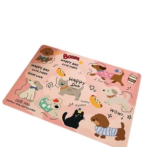 Tapis de bain absorbant en boue de diatomées rose à motif de chien de dessin animé