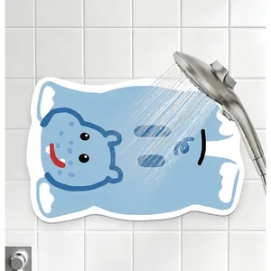 Tappetino da bagno in diatomite a forma di ippopotamo blu, assorbente e antiscivolo.