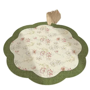 Elegant vintage floral circular loop pile rug for bedroom and living room decor