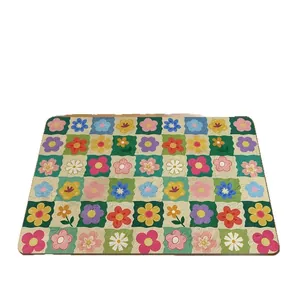 Tapis de bain floral coloré avec une surface en terre de diatomée antidérapante
