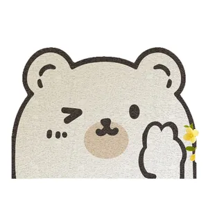 Paillasson d'entrée ours dessin animé mignon avec surface antidérapante pour la maison