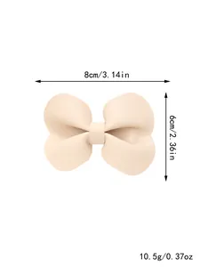 Afmetingen van beige kunstlederen strik haarclip: 8x6cm grootte en 10,5g gewicht