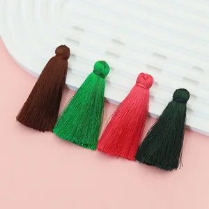 Detail view of colorful polyester tassels for DIY handmade jewelry and pendant accessories