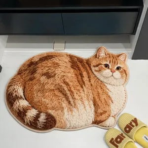 Simpatico tappetino da bagno antiscivolo a forma di gatto in morbido finto cashmere