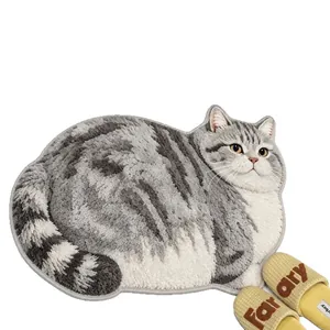 Tappetino antiscivolo in peluche a forma di gatto per bagno e camera da letto decor