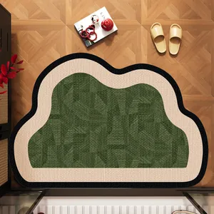 Polyester Wolke Form Absorbierende Badezimmer Bodenmatte Rutschfest Leinentextur Türmatte Für Dusche Toilette Heimdekoration