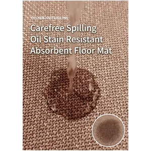 Woven linen-textured kitchen mat, highly absorbent and oil-resistant brown floor rug