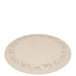Élégant tapis rond crème avec motifs floraux pour la décoration du salon et chambre