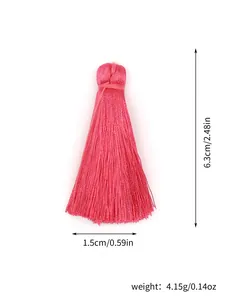 Detailed size specification for pink polyester tassel for DIY handmade hanging projects.