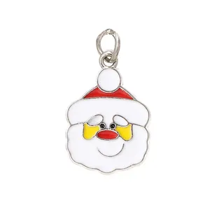 Close-up detail of a festive Santa Claus alloy enamel charm for DIY jewelry making