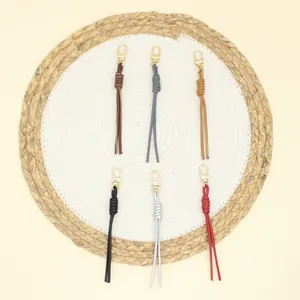 Handmade Woven PU Leather Rope Keychain Creative Solid Color Braided Strap Bag Charm Pendant for Keys Women Men Accessories
